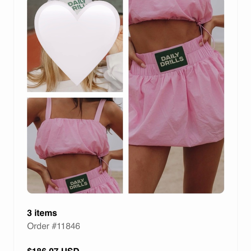 Daily Drills Pink Crop Top and Skort Set